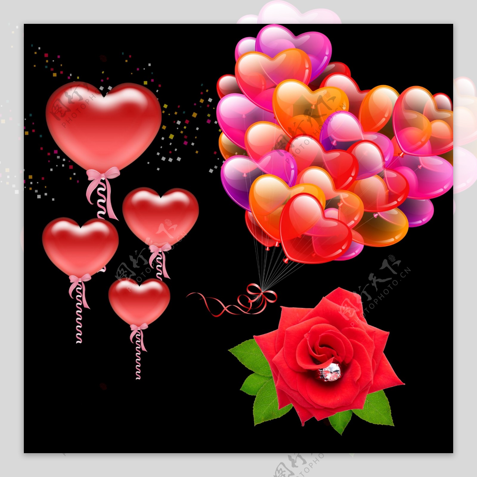 心形气球玫瑰花