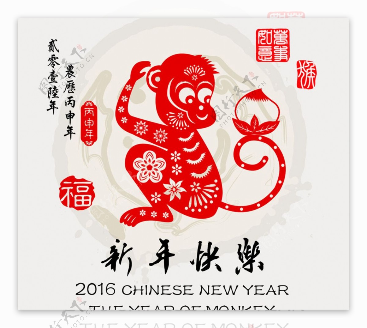 新年快乐猴年海报