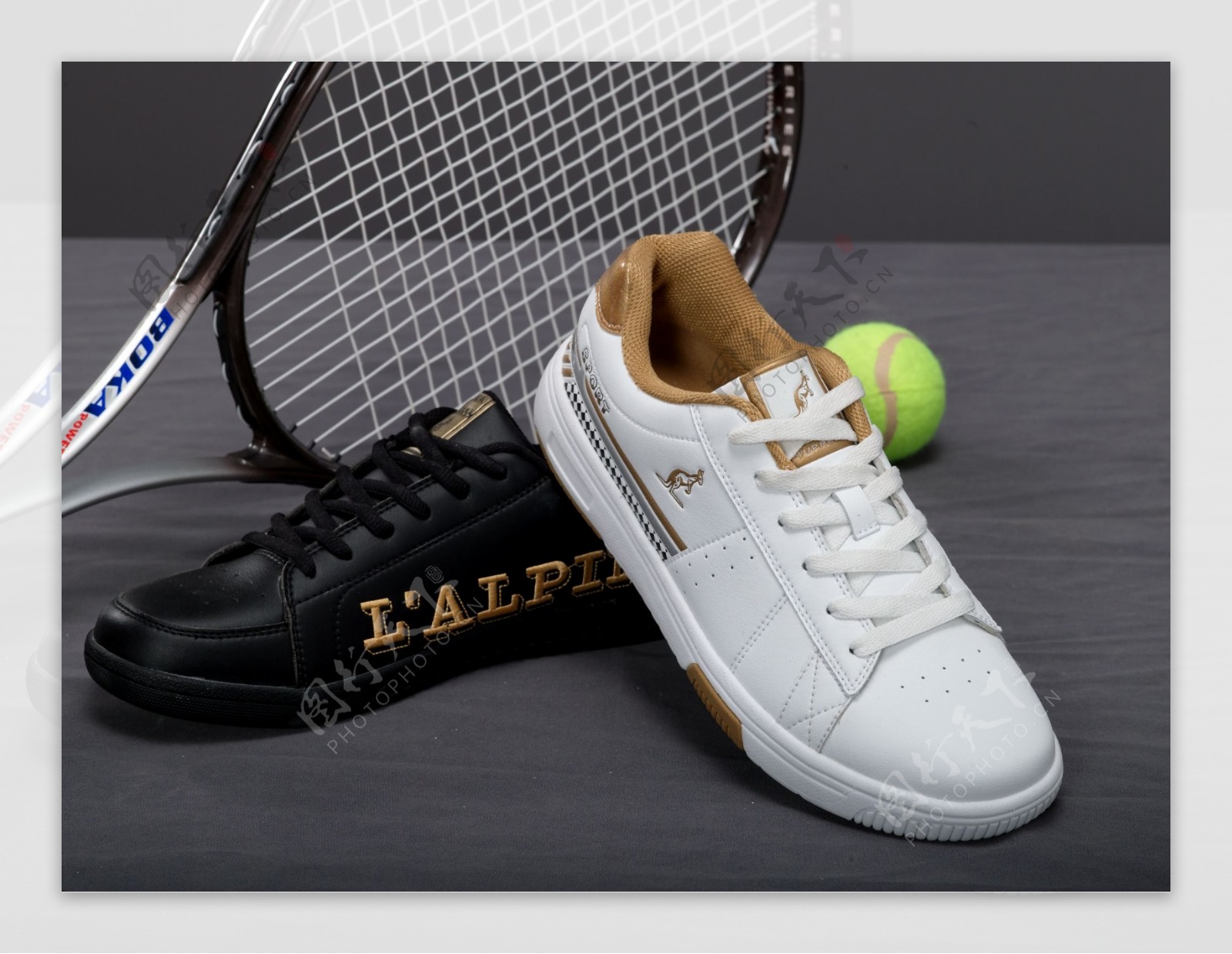 网球黑白板鞋运动图片