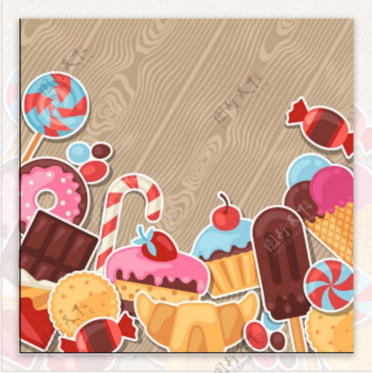 夏日美味冰淇淋矢量图