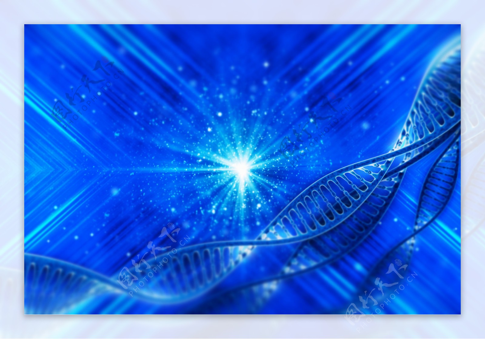 蓝色背景与DNA结构图片