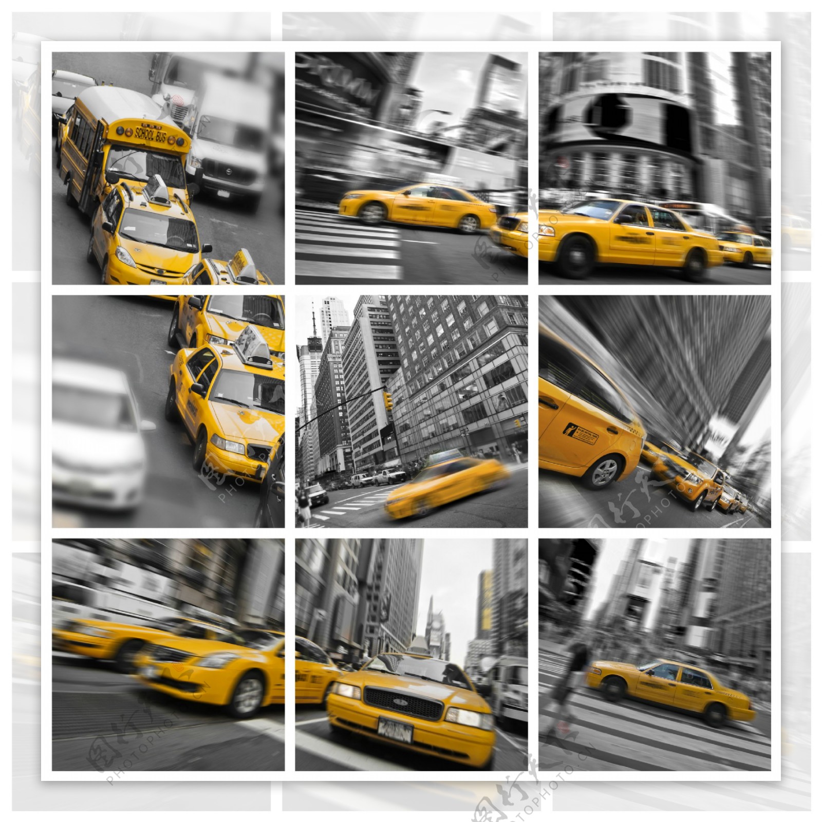 城市街道与计程车图片