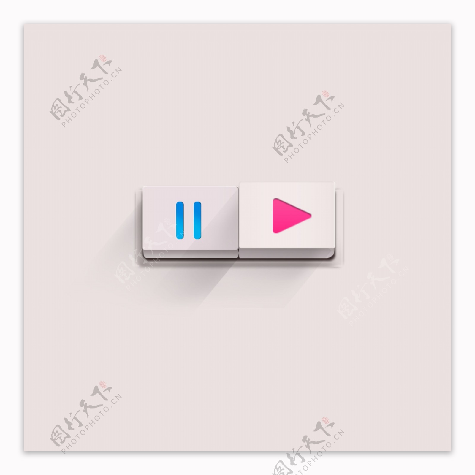 写实拟物开关按钮长投影粉红