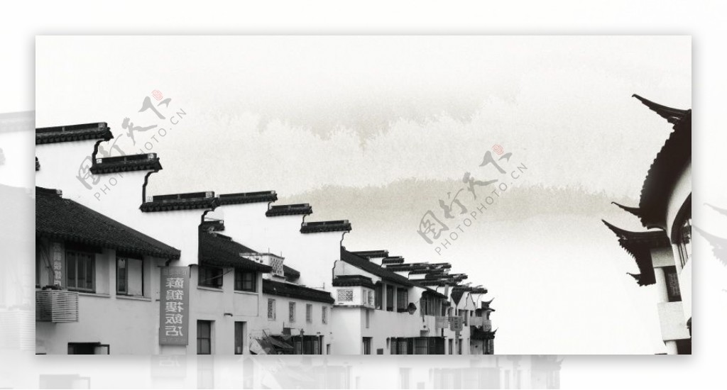 PSD中国风古房屋画册封面素材下载