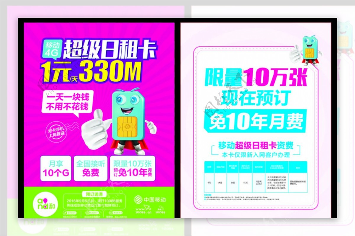 中国移动4G日租卡海报