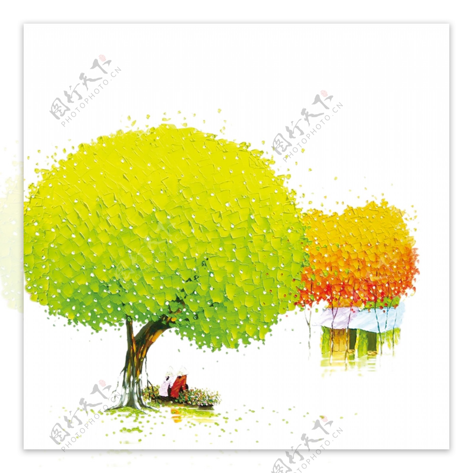 油画树图片