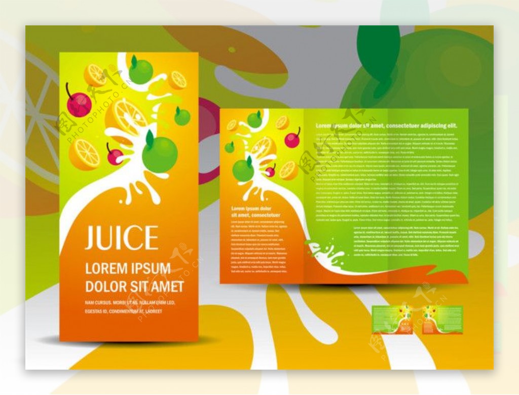果汁饮品折页宣传设计图片