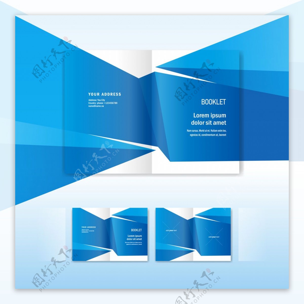 蓝色彩带设计折页画册图片