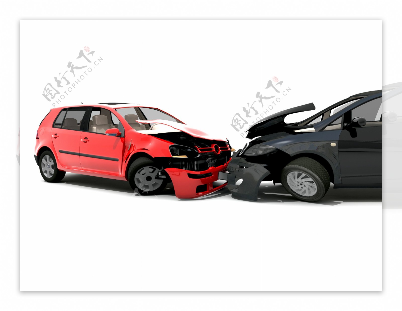 两辆互相撞车的汽车图片