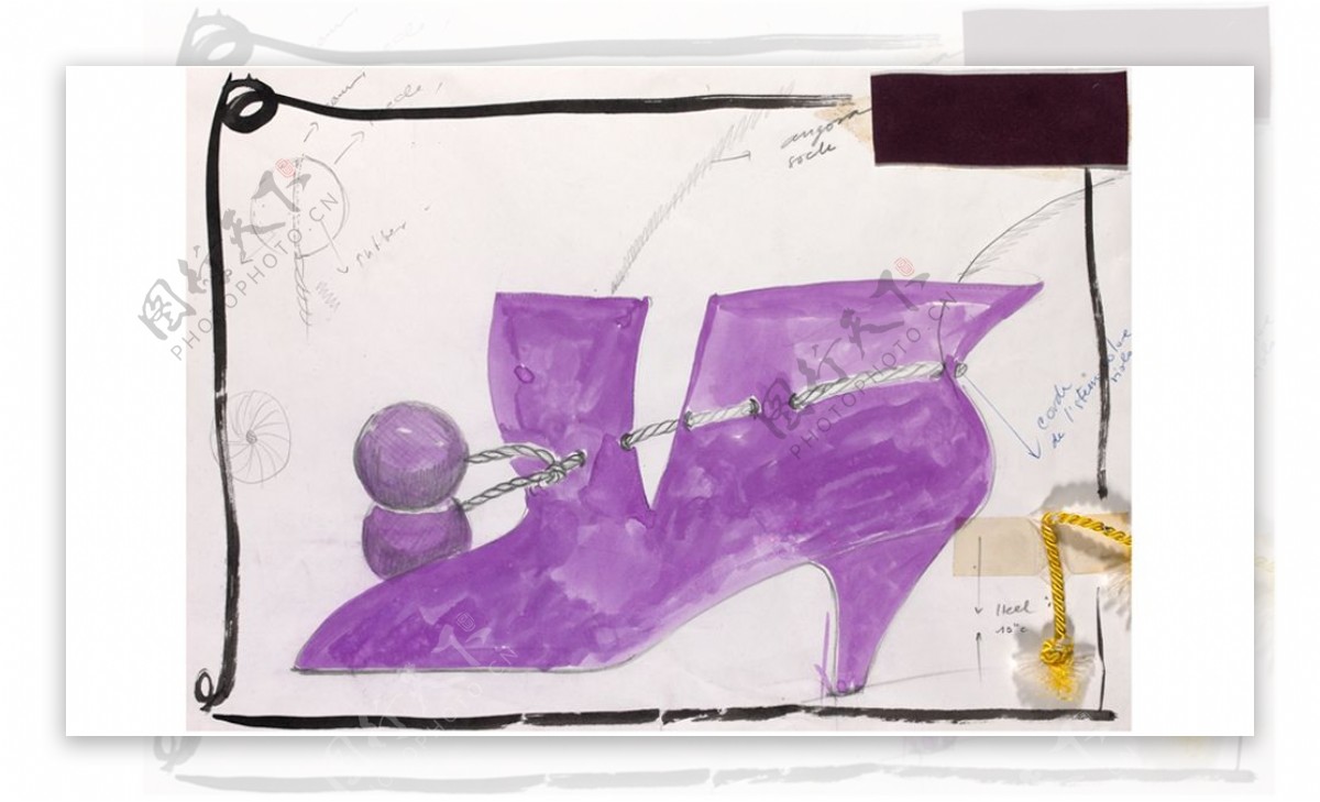 紫色高跟鞋设计图