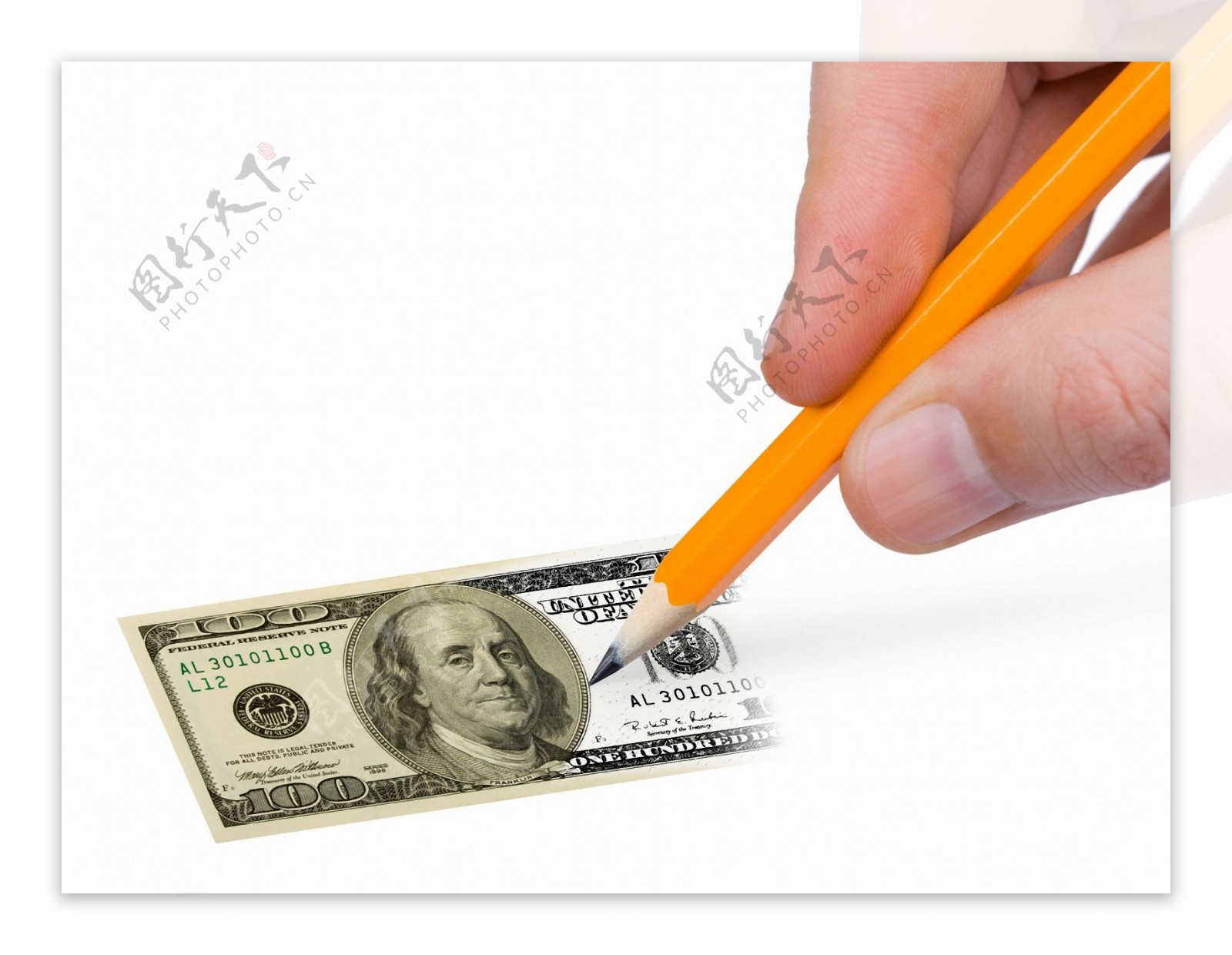 正在绘制的美元钞票创意设计图片