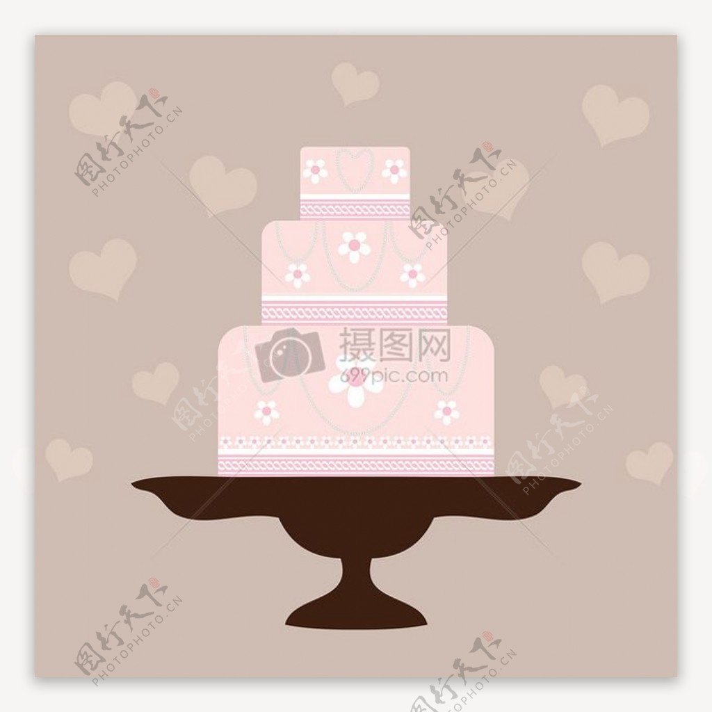手绘粉色系生日蛋糕