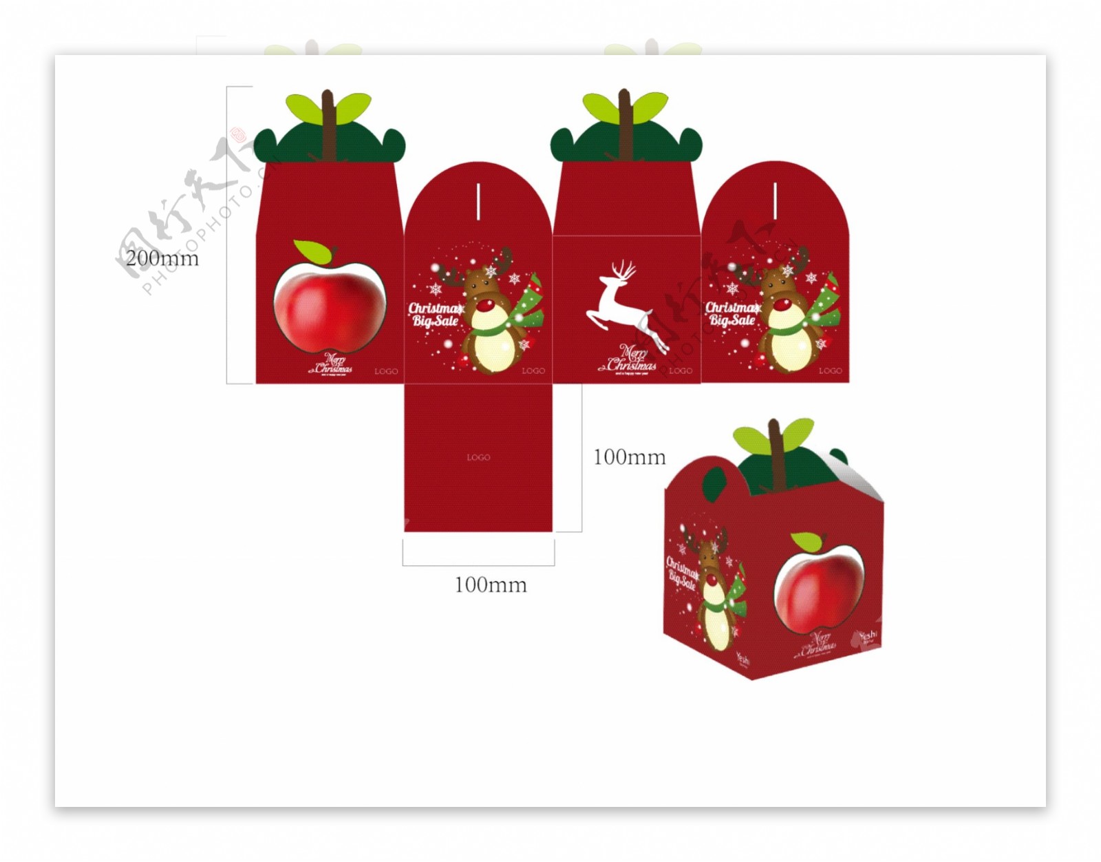 圣诞平安果苹果盒设计