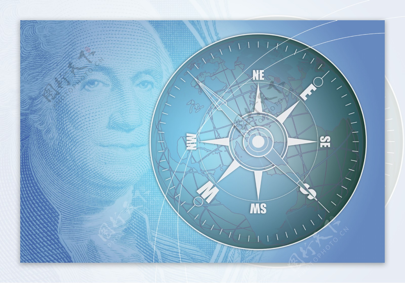 美元与指南针创意海报图片