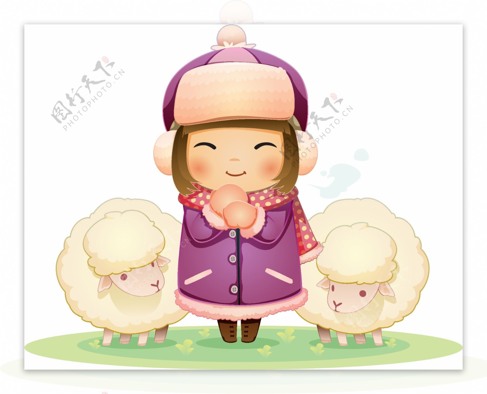 绵羊和女孩🐑_张又又的插画日记-站酷ZCOOL