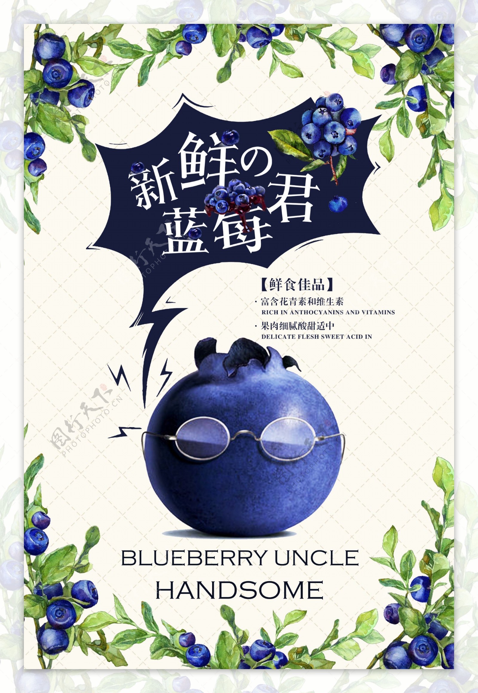 蓝莓君美食海报