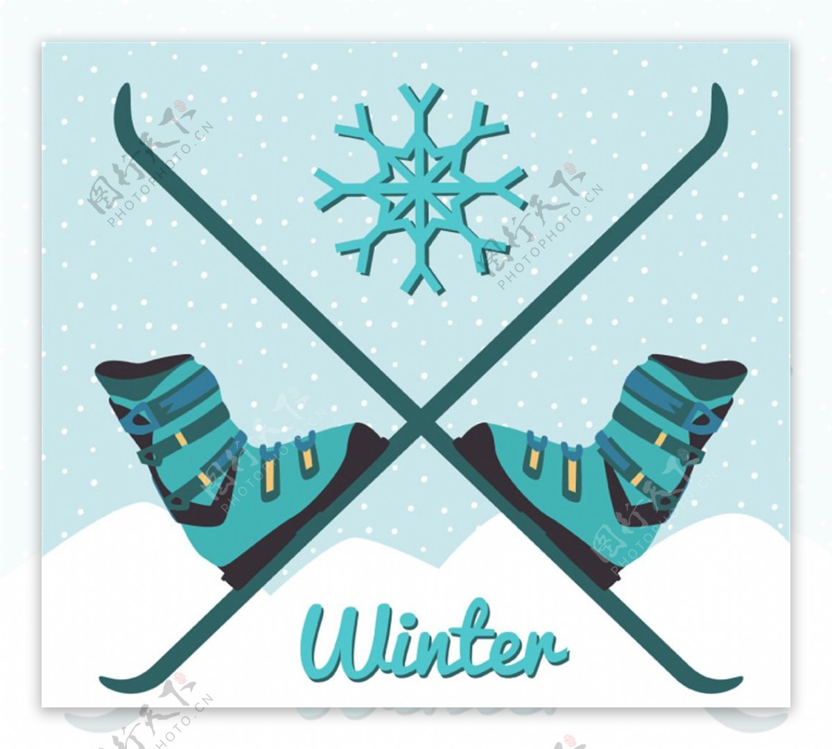 卡通冬季滑雪板矢量素材