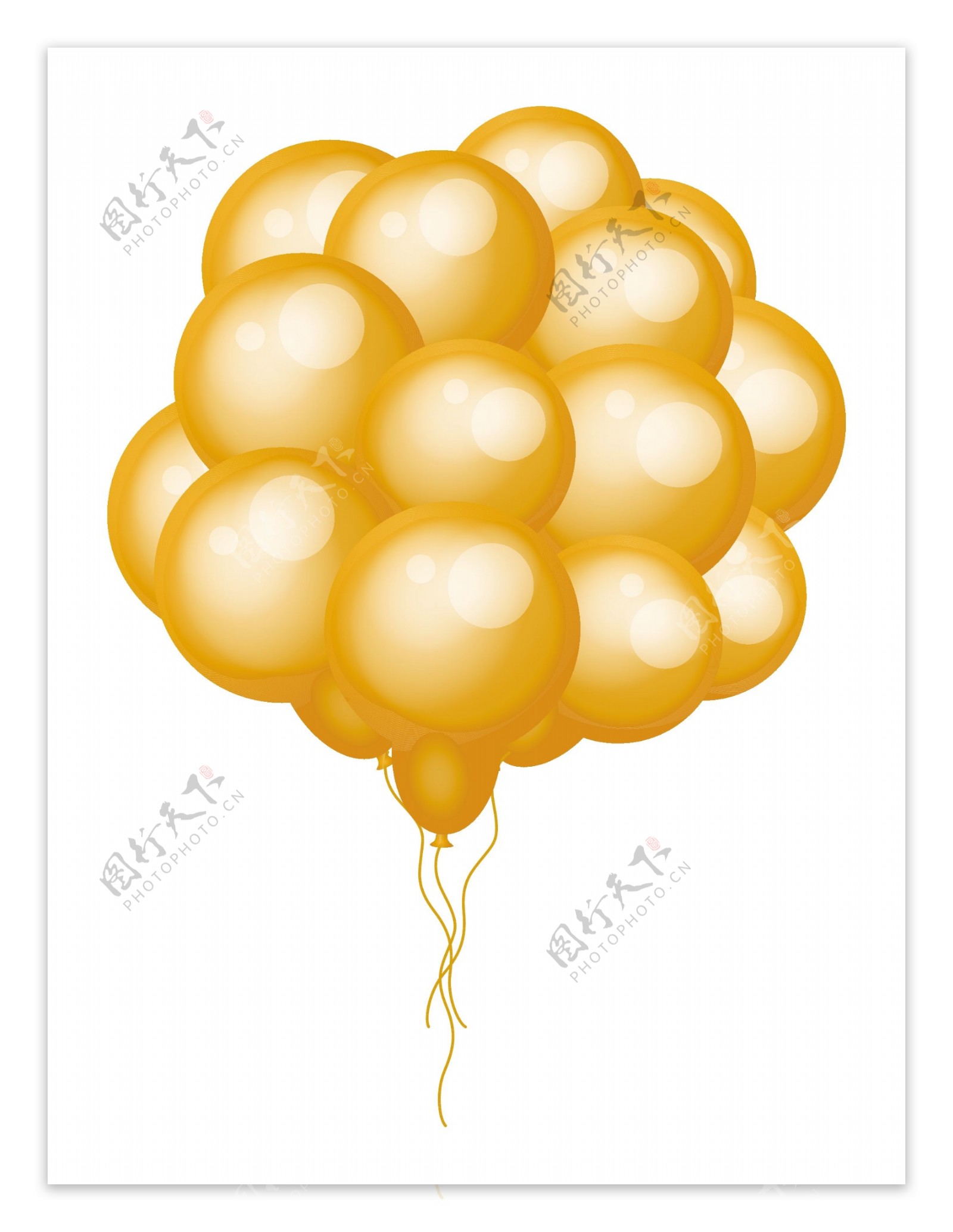 黄色的气球束
