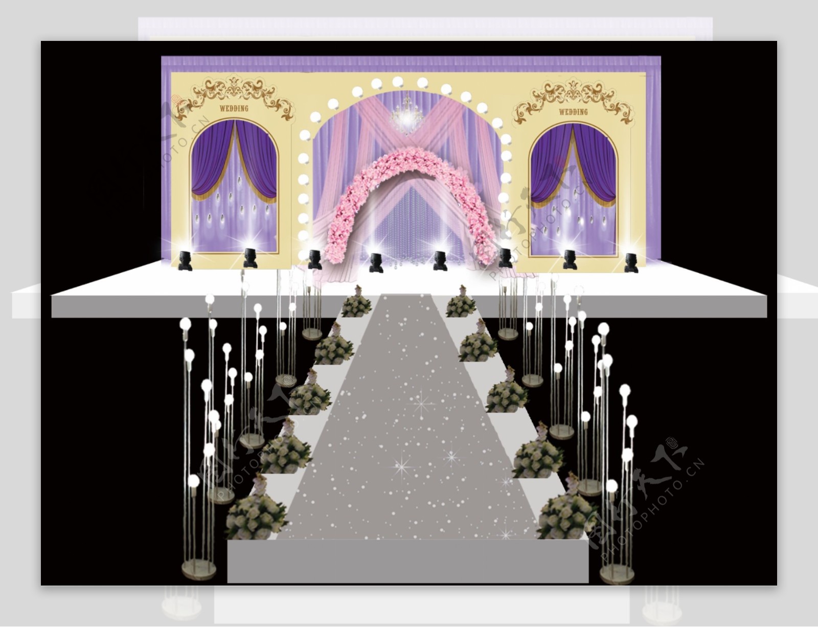 紫色宫廷风婚礼设计