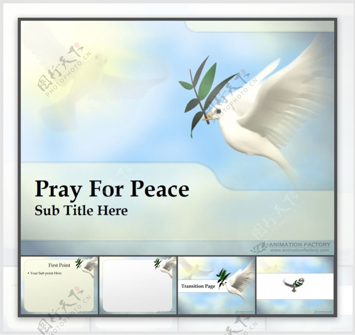 祈求和平精美动感PPT模板和平鹆PPT模板