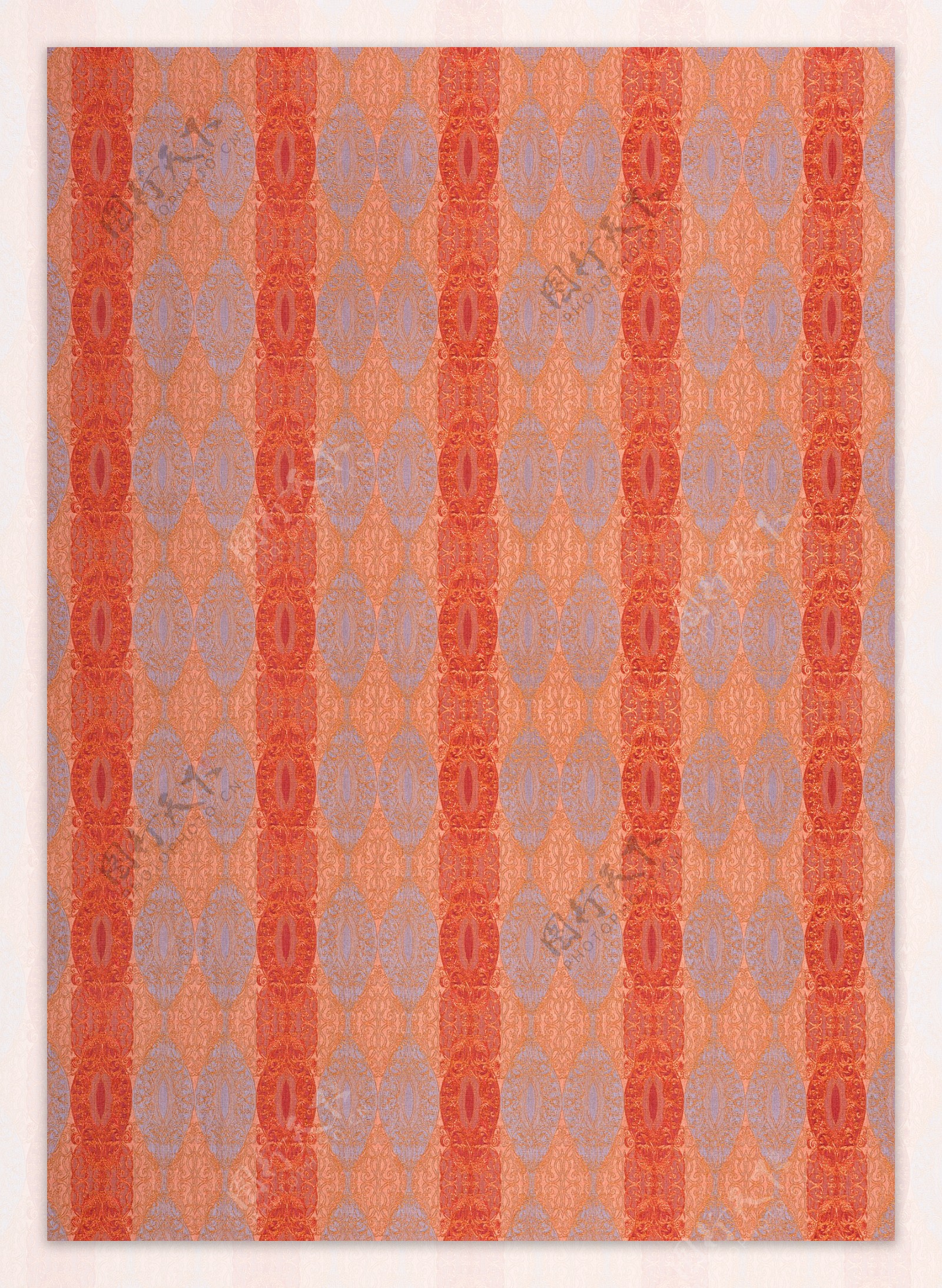 橙色花边条纹布艺壁纸