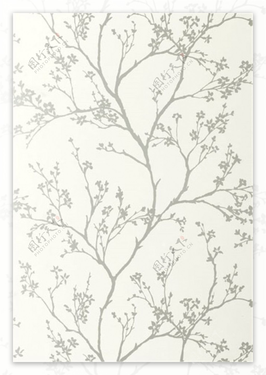 银白色树枝花纹壁纸图片