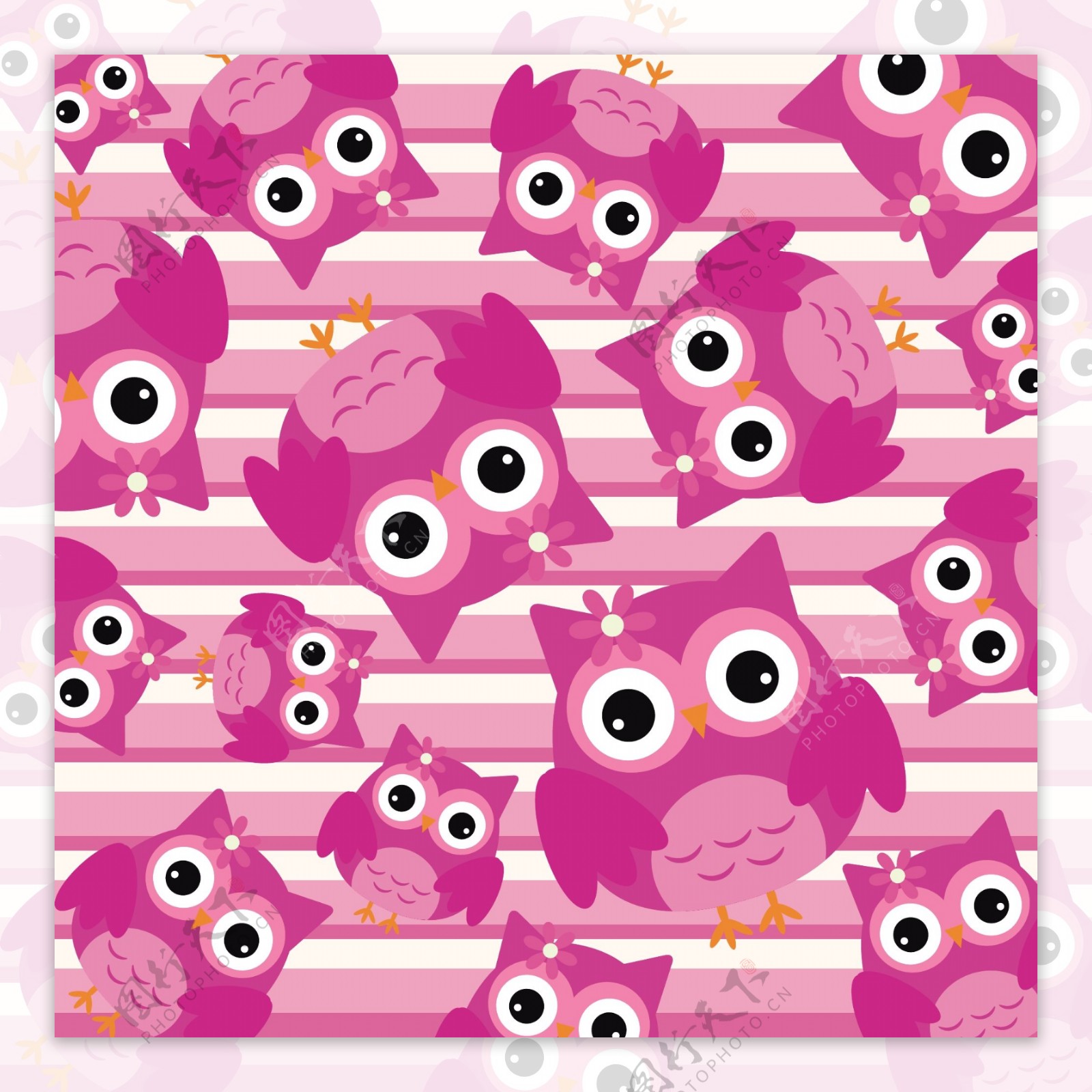 粉红色的猫头鹰装饰图案背景