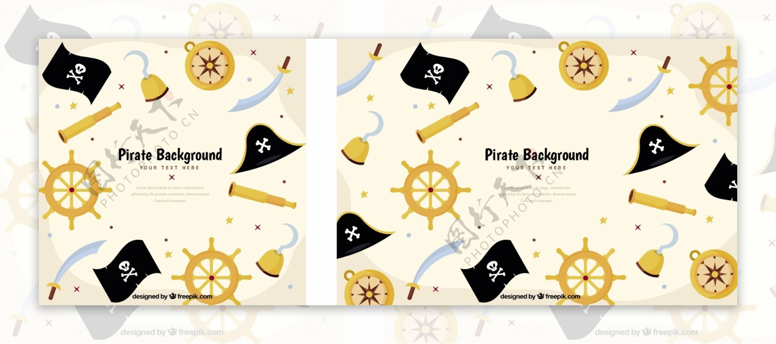 各种海盗装饰元素插图背景