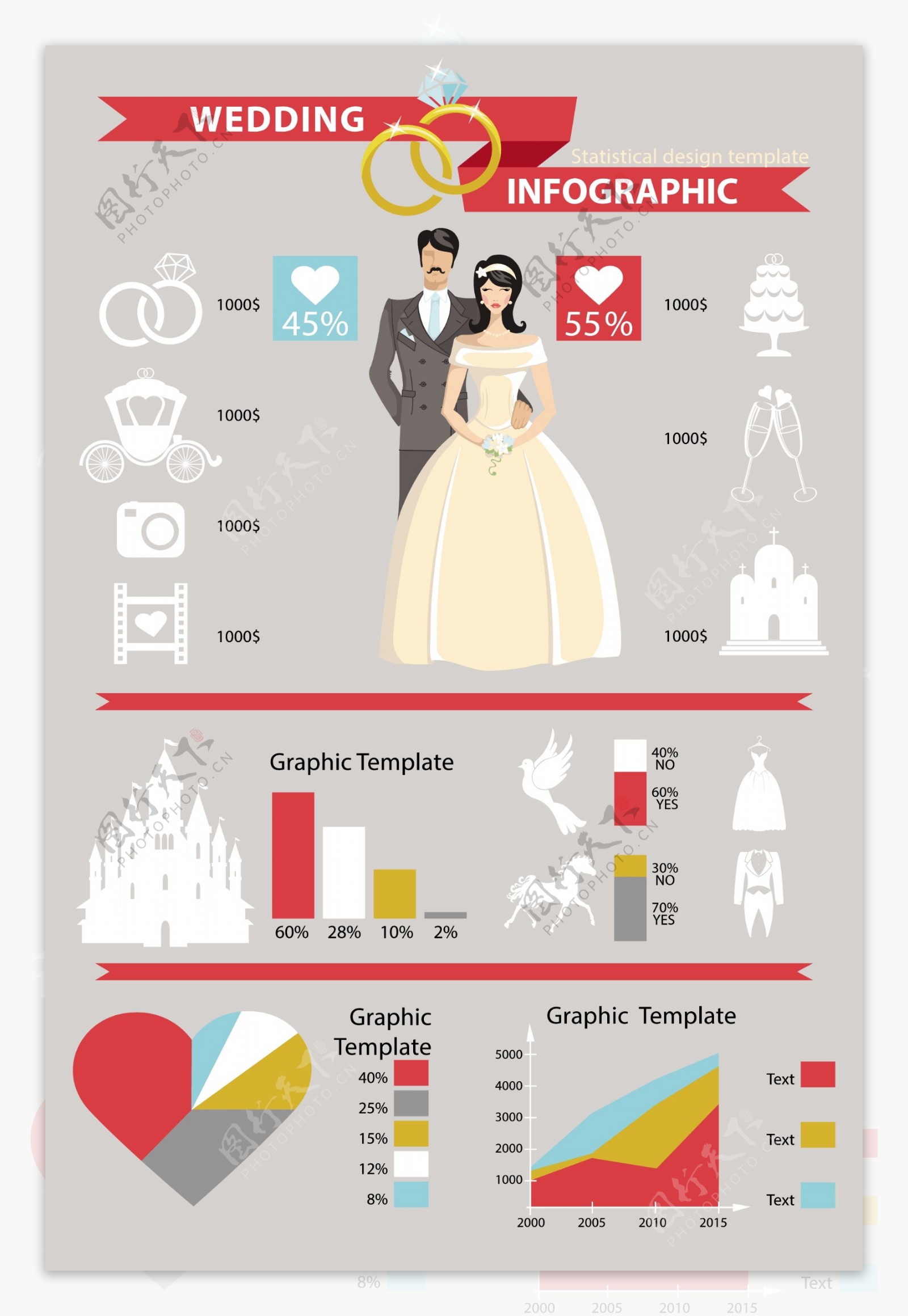 创意婚礼信息图图片