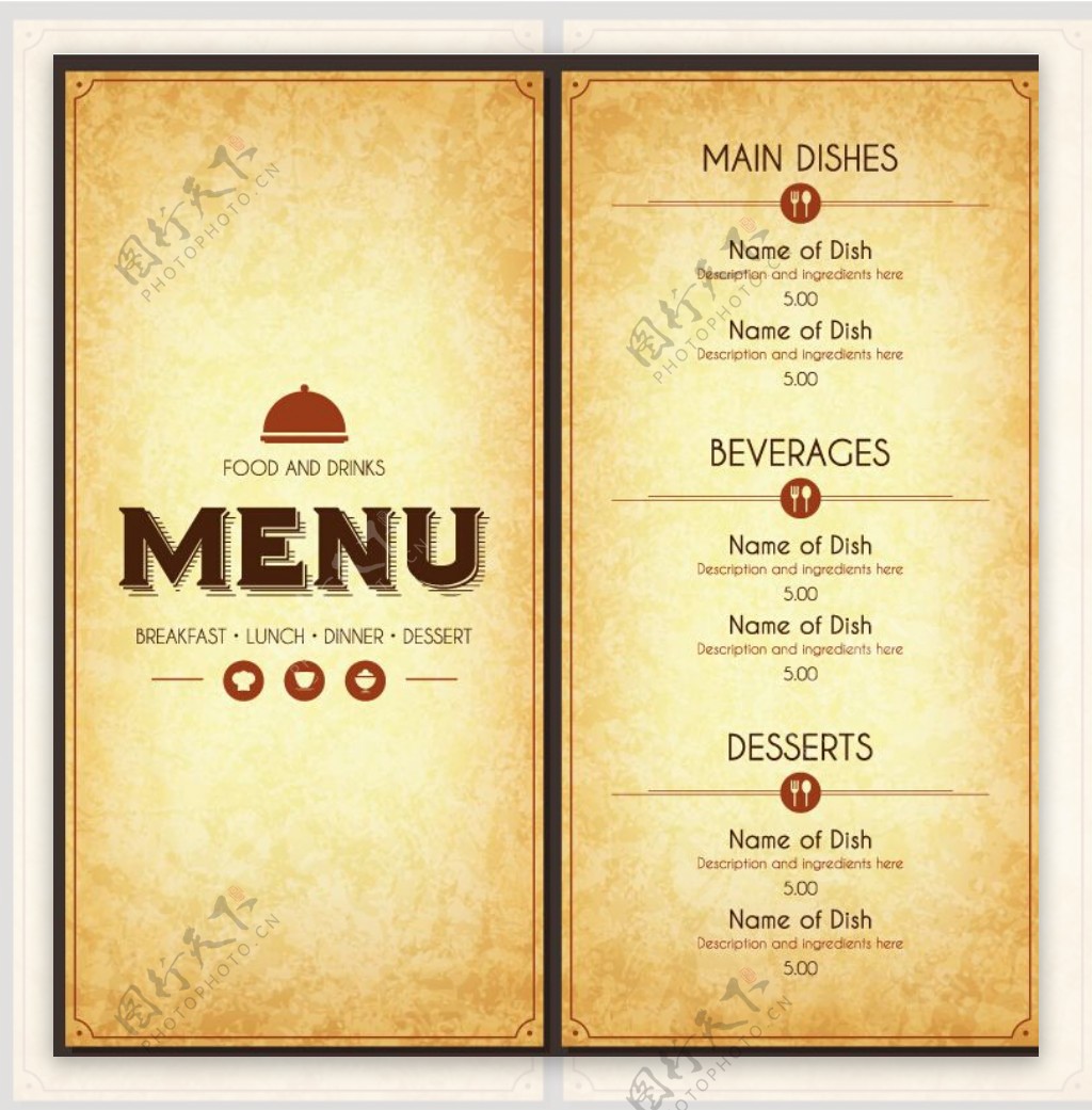 高档餐厅菜单模板矢量素材