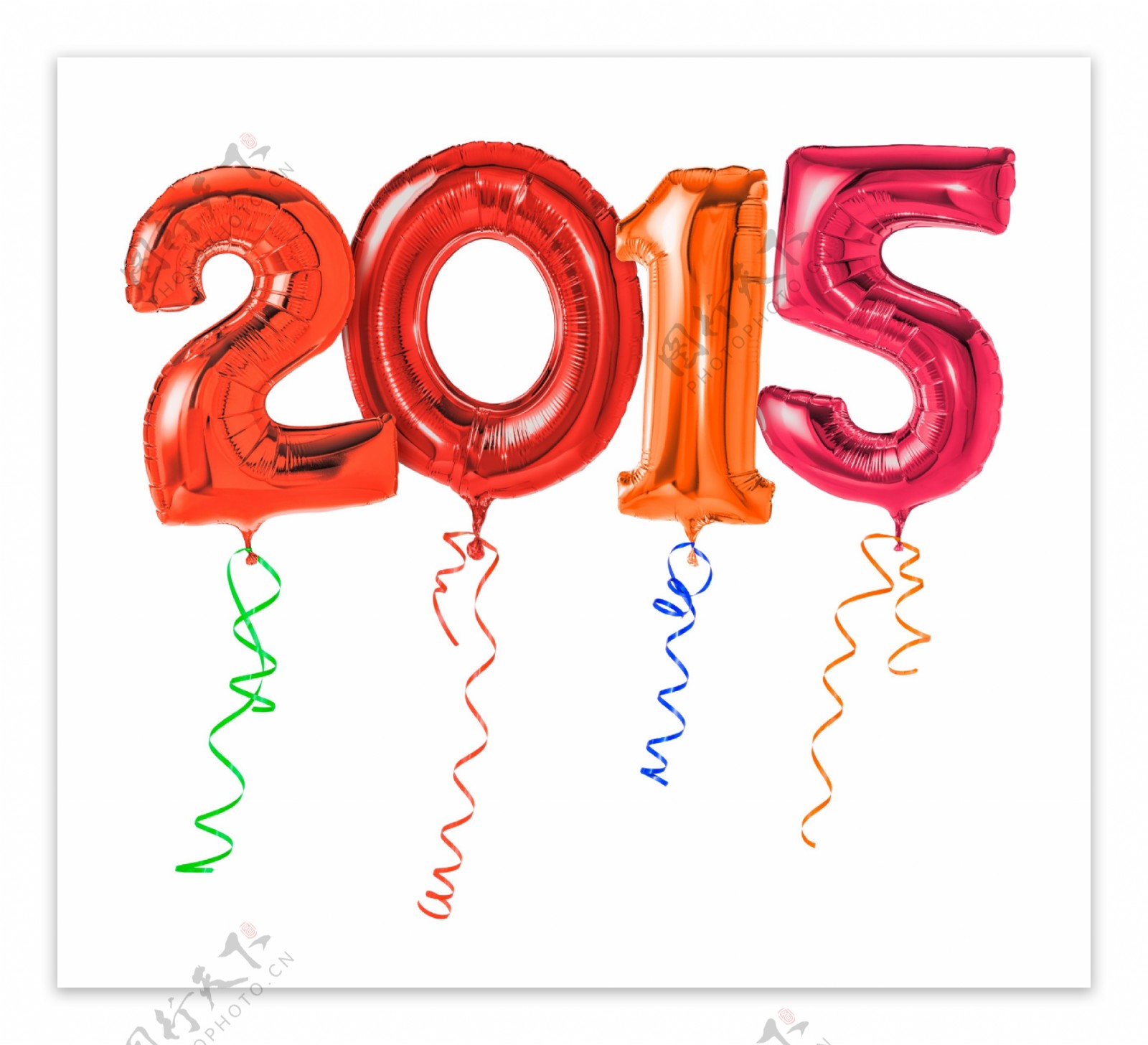 彩色2015数字气球图片