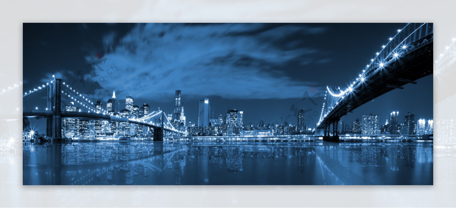 美丽城市大桥夜景图片