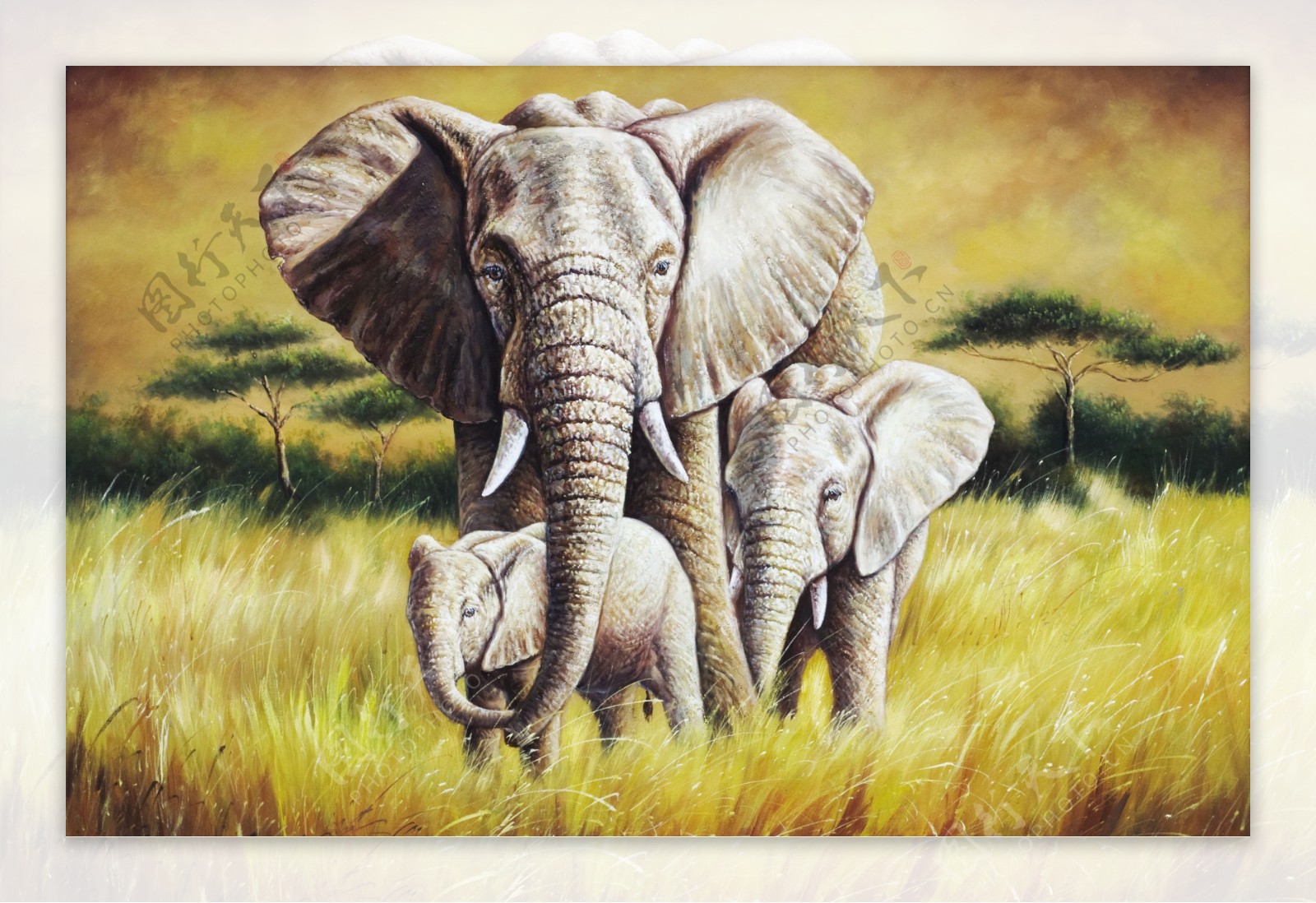 大象油画图片