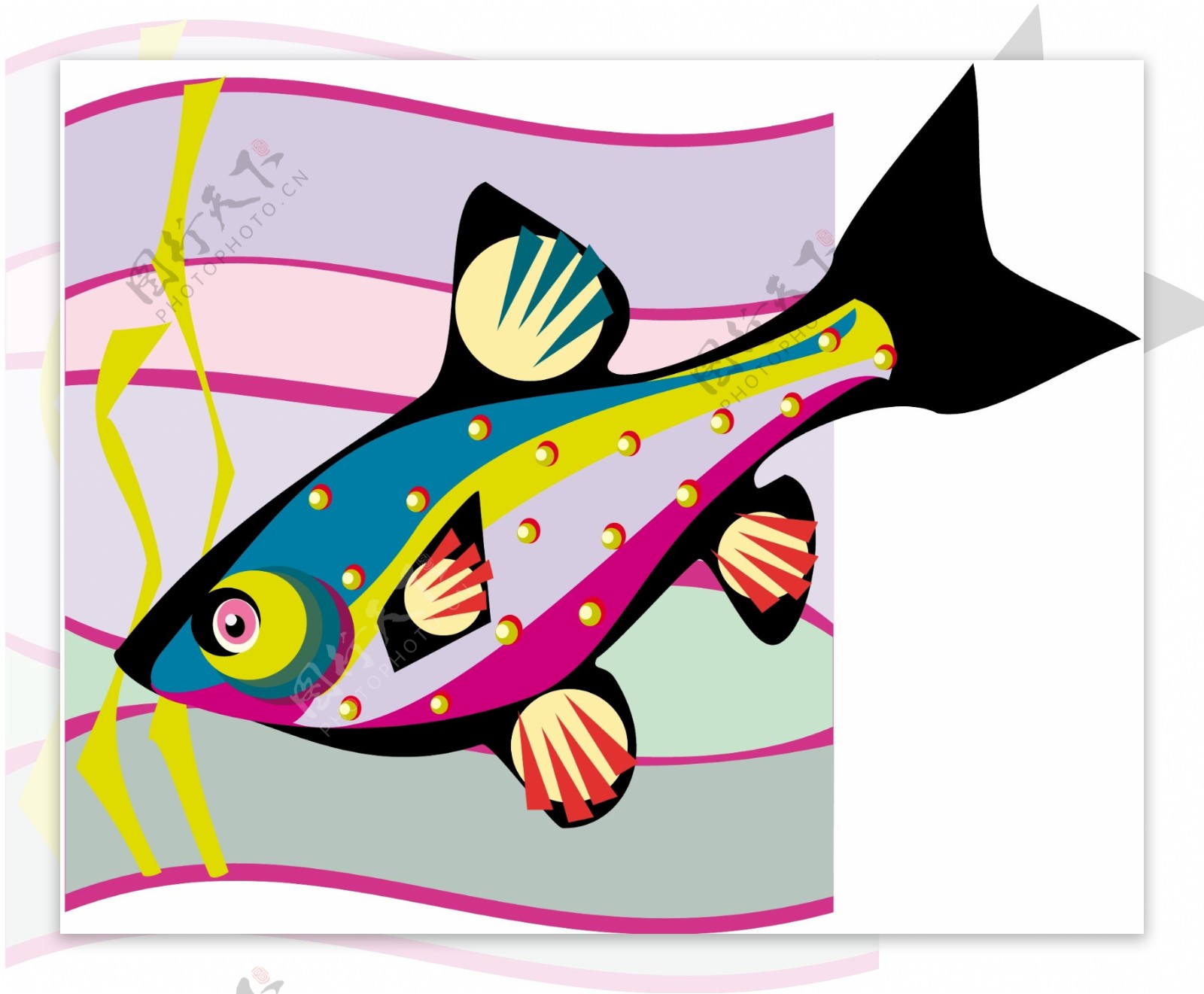 五彩小鱼水生动物矢量素材EPS格式0592