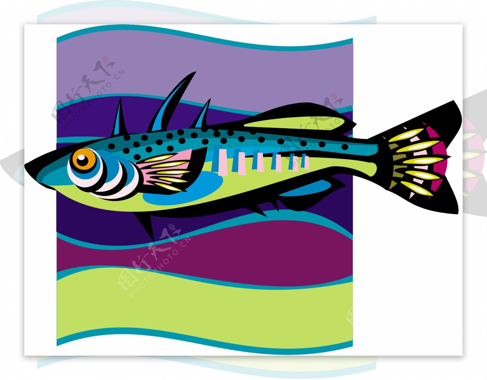 五彩小鱼水生动物矢量素材EPS格式0622