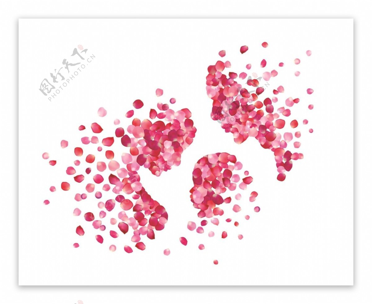 玫瑰花瓣组合一家三口裙海报唯美设计素材
