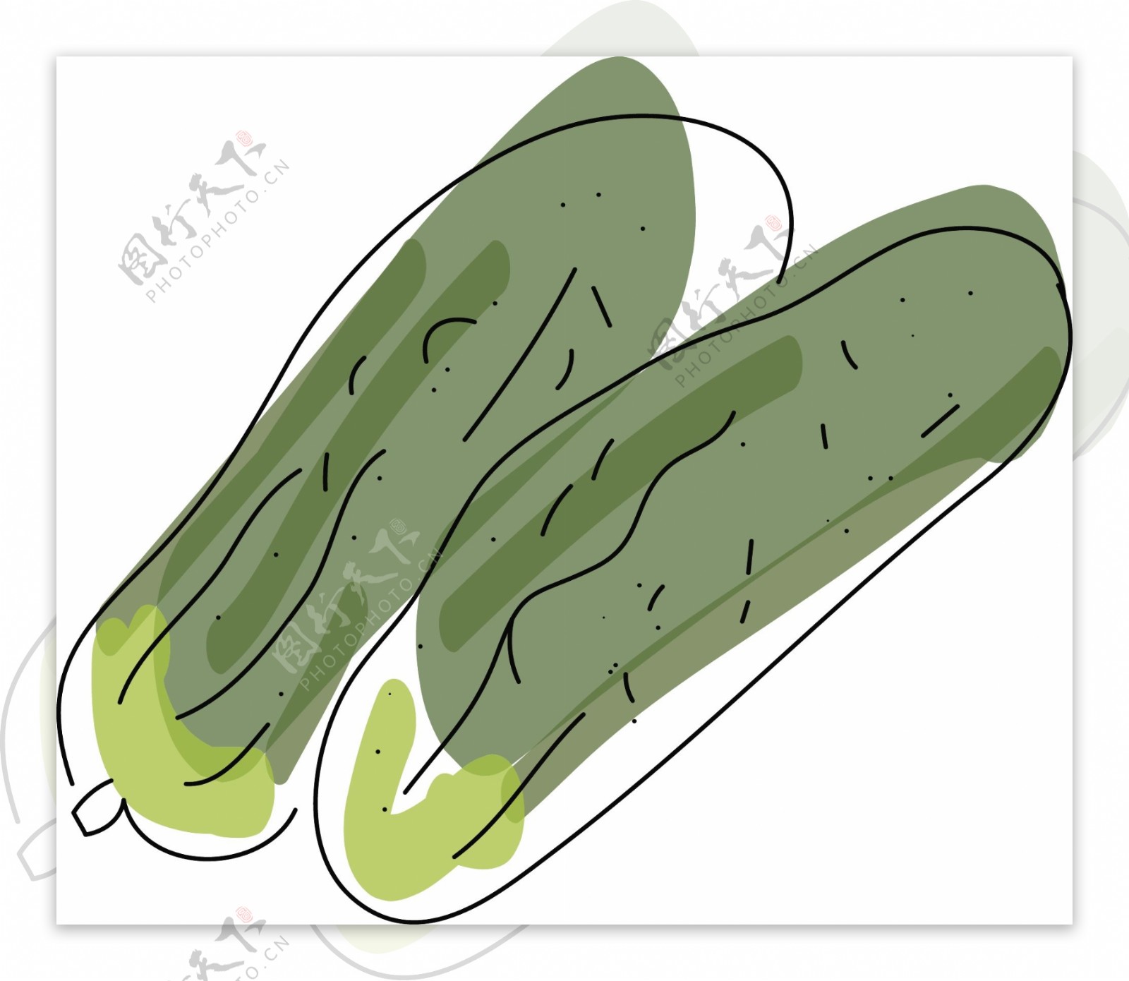 黄瓜水彩手绘风格蔬菜矢量素材