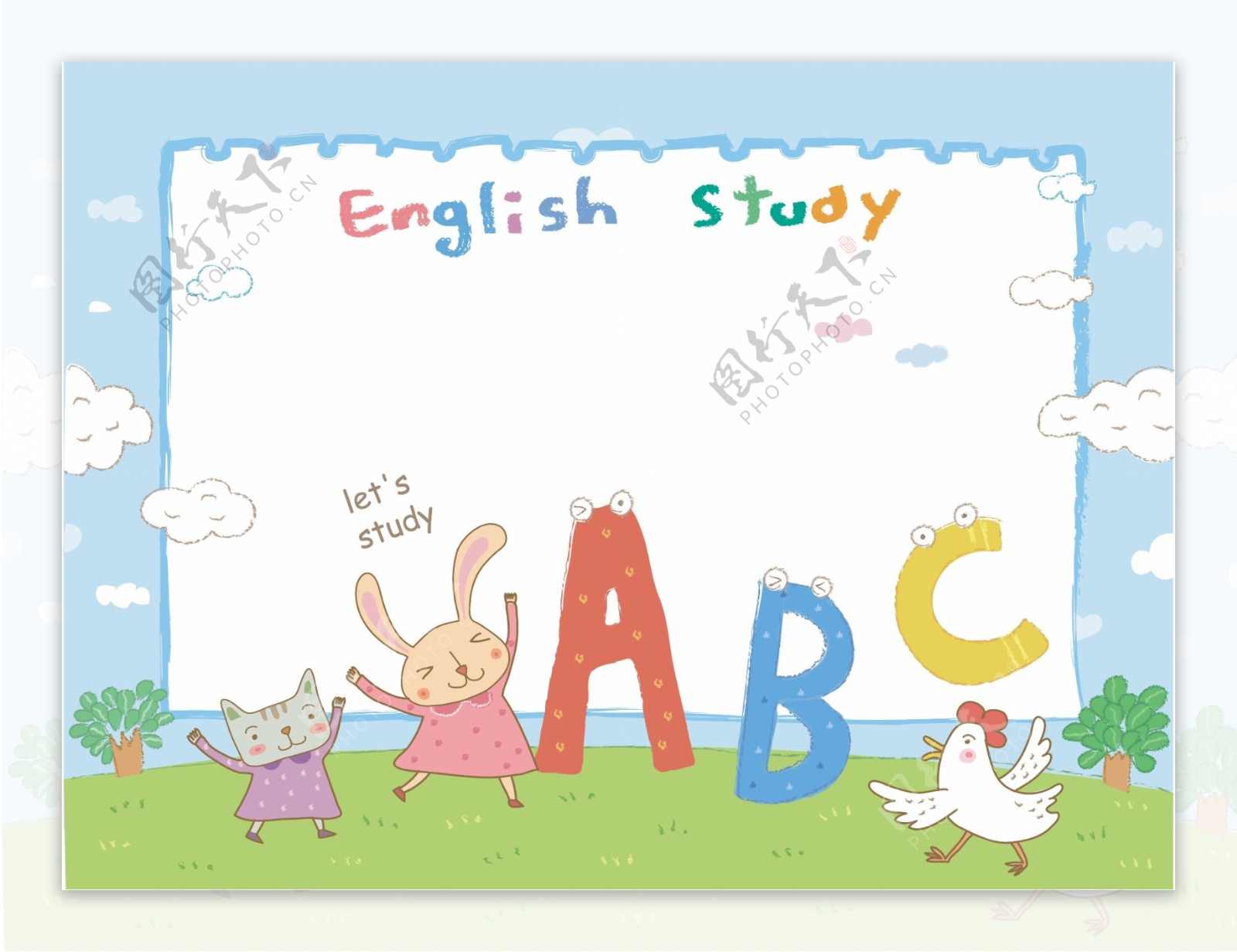 英语学习动物漫画矢量EPS24