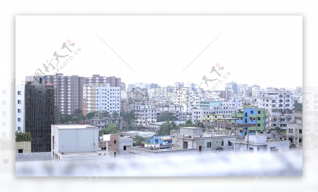 屋顶建筑城市下午孟加拉国达卡