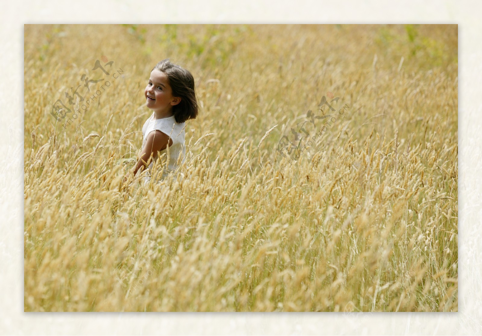 草原中的小女孩图片