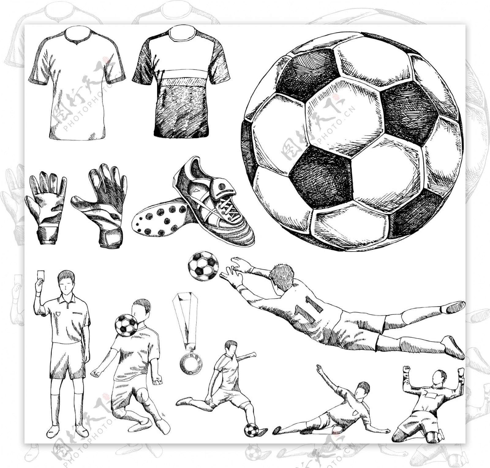 手绘足球运动主题