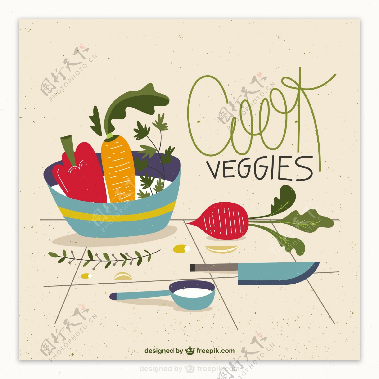蔬菜和厨房用具