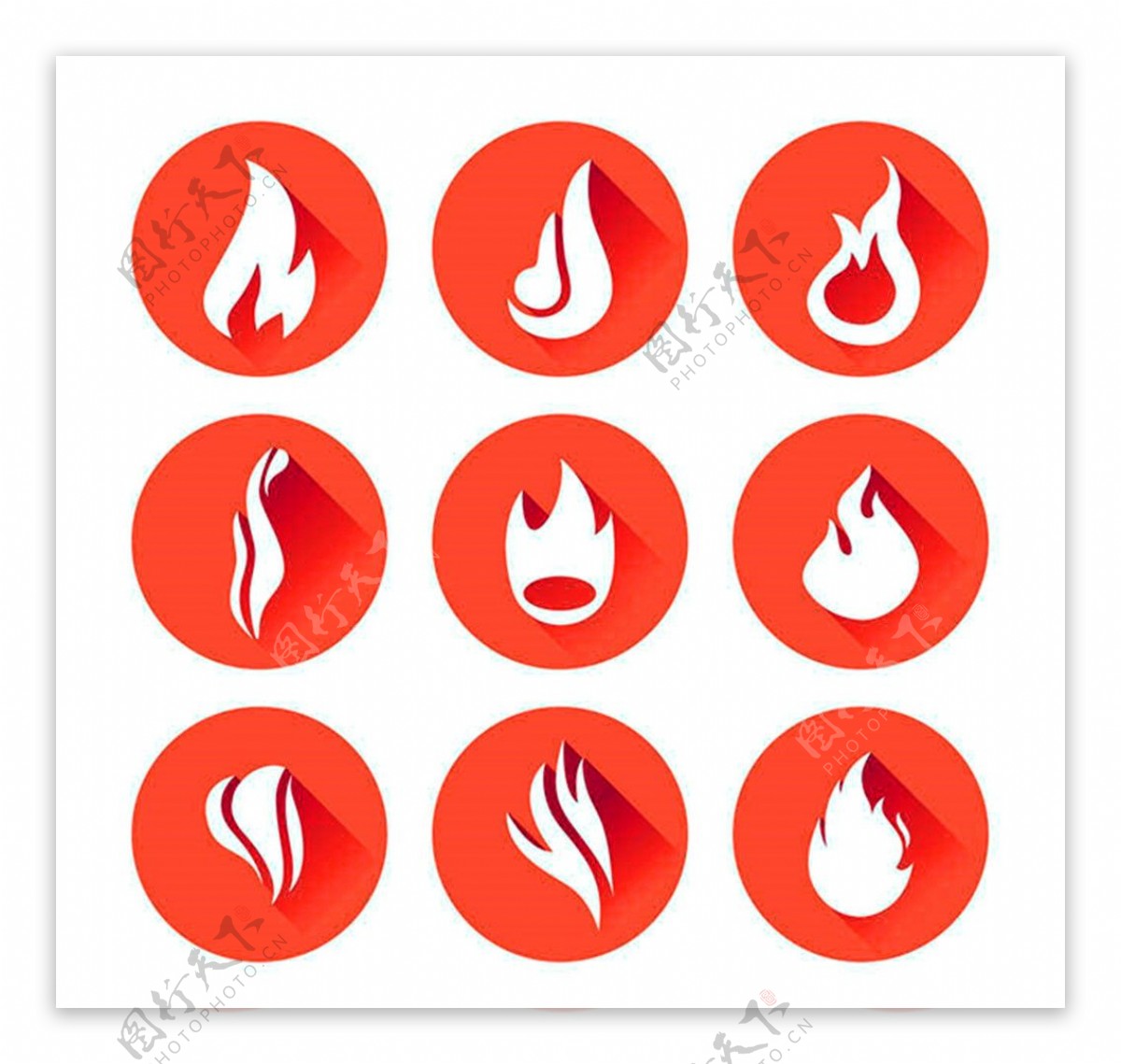 红底白色火焰素材矢量图