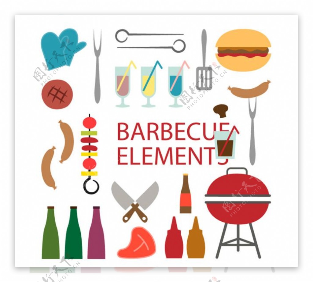 烧烤矢量图标素材 80 Barbeque Grilling Vector Icons - 云瑞设计