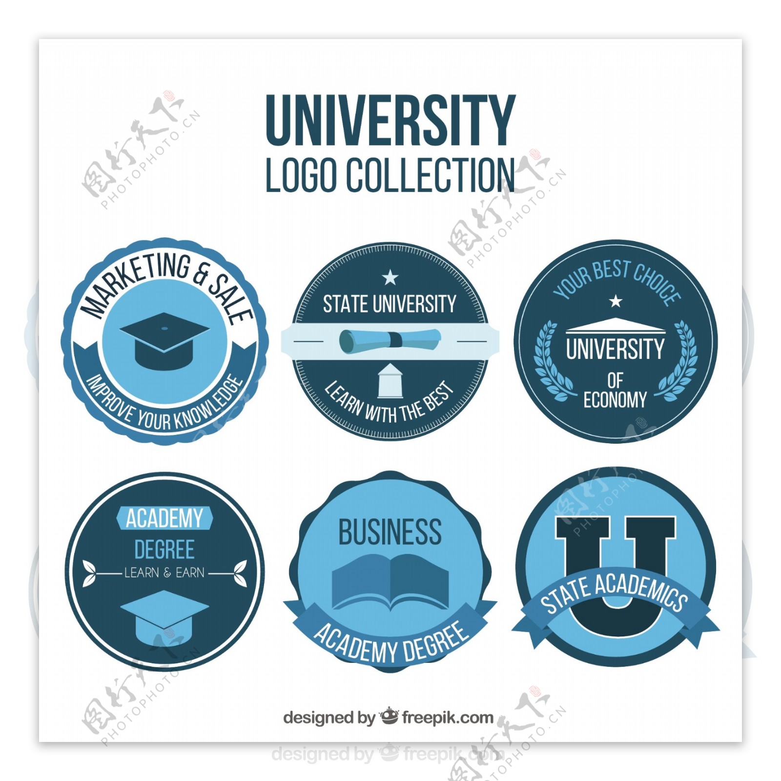 蓝色的大学标志