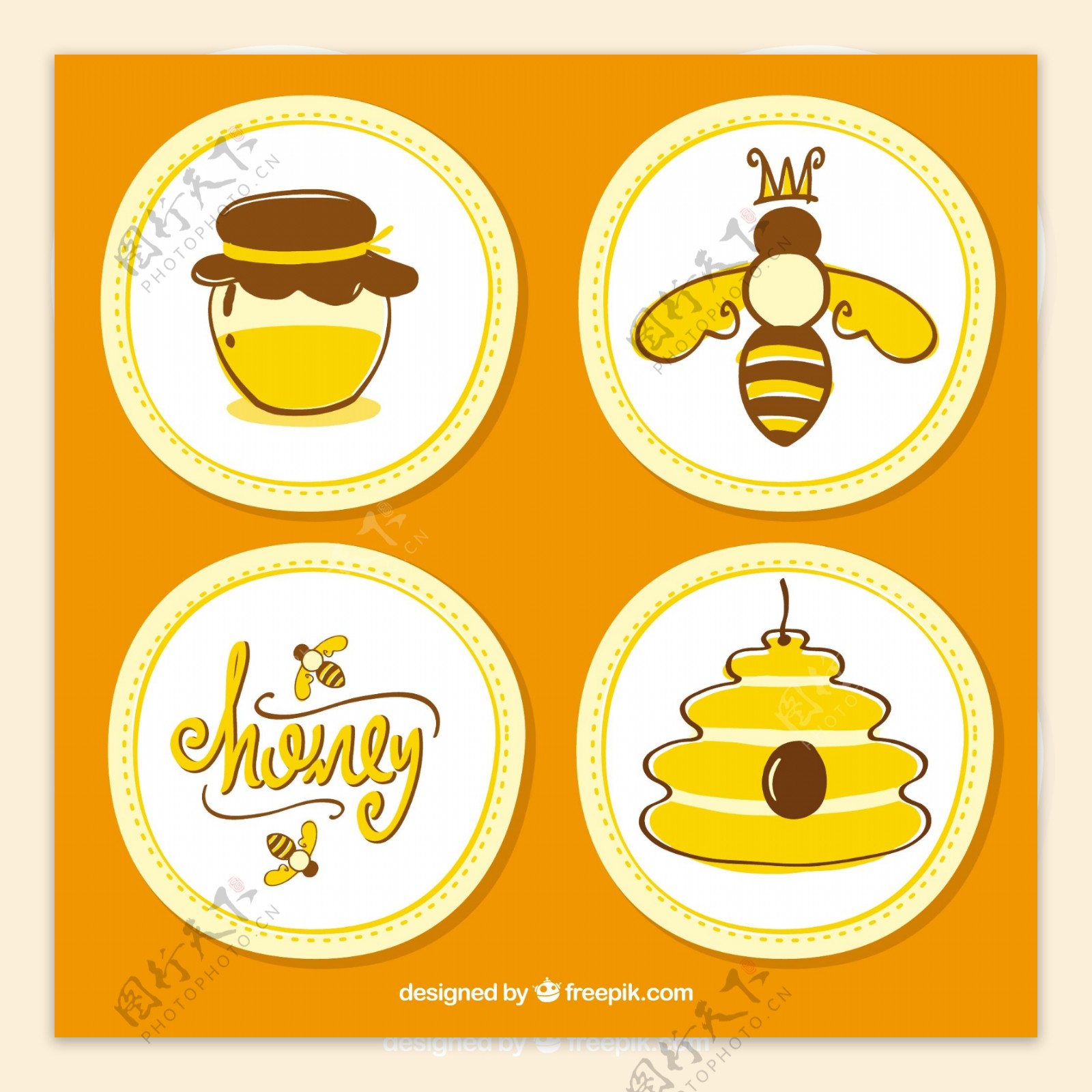 蜂蜜元素图标设计