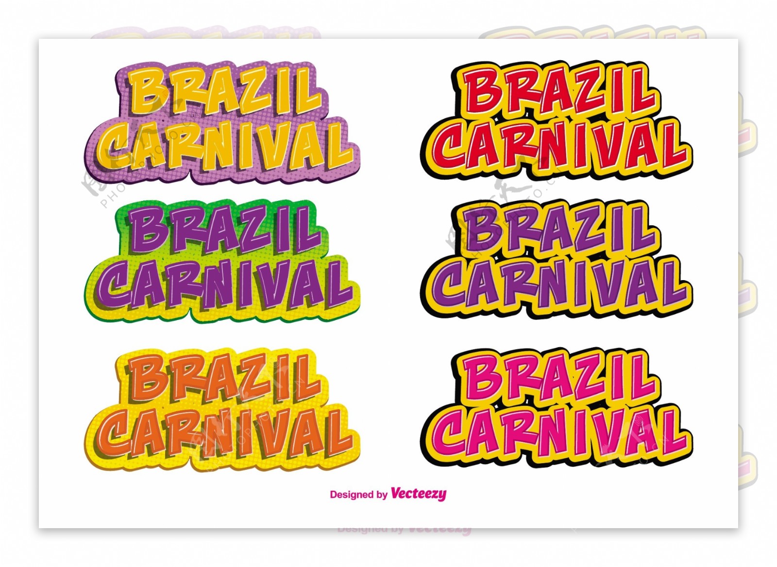 巴西狂欢节文字标签设计