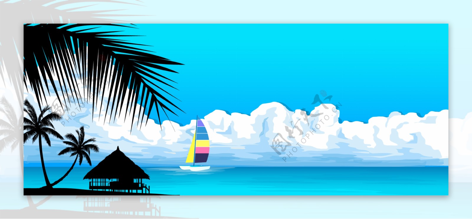 夏季海滩帆船背景