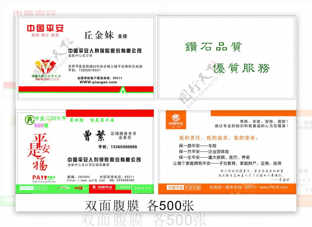 中国平安保险金融行业名片