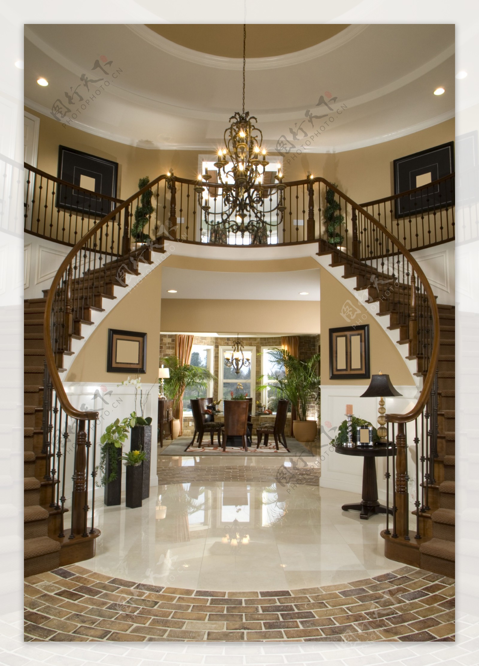 双排楼梯别墅客厅效果图图片